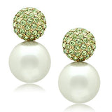 IP Gold(Ion Plating) Brass Earrings with Synthetic Pearl in White