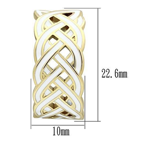 IP Gold(Ion Plating) Brass Earrings with Epoxy  in White