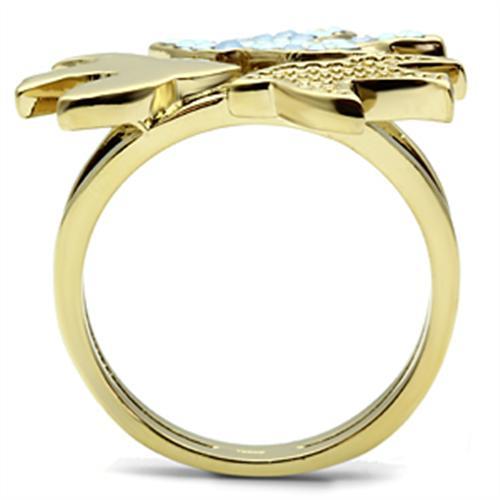 IP Gold(Ion Plating) Brass Ring with Top Grade Crystal  in Multi Color