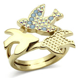 IP Gold(Ion Plating) Brass Ring with Top Grade Crystal  in Multi Color