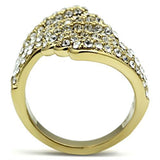 IP Gold(Ion Plating) Brass Ring with Top Grade Crystal  in Clear