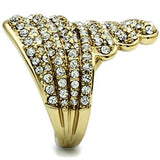 IP Gold(Ion Plating) Brass Ring with Top Grade Crystal  in Clear