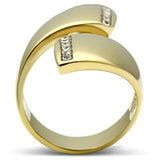 IP Gold(Ion Plating) Brass Ring with Top Grade Crystal  in Clear