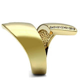 IP Gold(Ion Plating) Brass Ring with Top Grade Crystal  in Clear