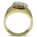 IP Gold(Ion Plating) Brass Ring with Top Grade Crystal  in Clear