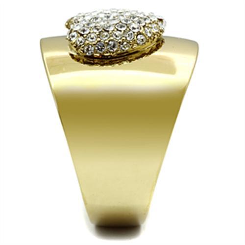 IP Gold(Ion Plating) Brass Ring with Top Grade Crystal  in Clear