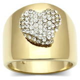 IP Gold(Ion Plating) Brass Ring with Top Grade Crystal  in Clear