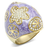 IP Gold(Ion Plating) Brass Ring with Top Grade Crystal  in Clear