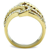 IP Gold(Ion Plating) Brass Ring with Top Grade Crystal  in Clear