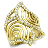IP Gold(Ion Plating) Brass Ring with Top Grade Crystal  in Clear