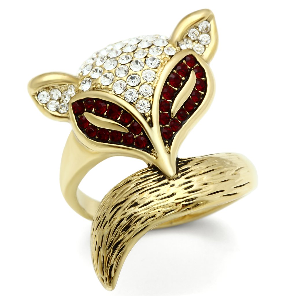 IP Gold(Ion Plating) Brass Ring with Top Grade Crystal  in Multi Color