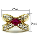 IP Gold(Ion Plating) Brass Ring with AAA Grade CZ  in Ruby