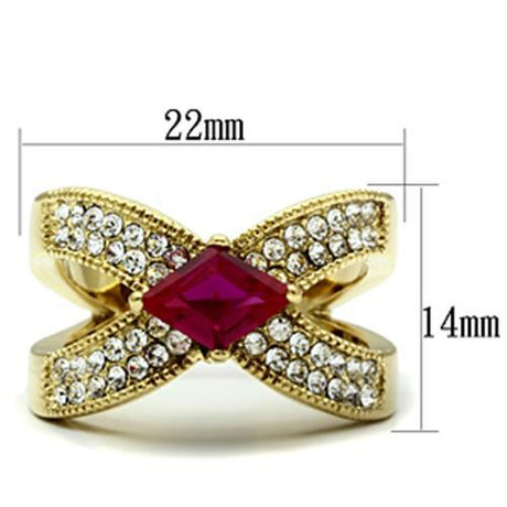 IP Gold(Ion Plating) Brass Ring with AAA Grade CZ  in Ruby