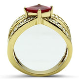 IP Gold(Ion Plating) Brass Ring with AAA Grade CZ  in Ruby