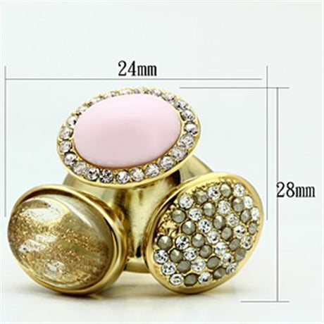 IP Gold(Ion Plating) Brass Ring with Top Grade Crystal  in Multi Color