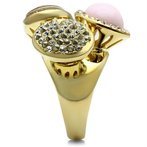 IP Gold(Ion Plating) Brass Ring with Top Grade Crystal  in Multi Color