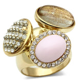 IP Gold(Ion Plating) Brass Ring with Top Grade Crystal  in Multi Color