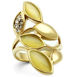 IP Gold(Ion Plating) Brass Ring with Synthetic Cat Eye in Citrine Yellow