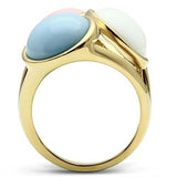 IP Gold(Ion Plating) Brass Ring with Synthetic Synthetic Stone in Multi Color