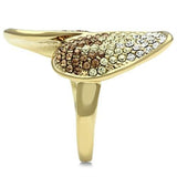 IP Gold(Ion Plating) Brass Ring with Top Grade Crystal  in Multi Color