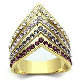 IP Gold(Ion Plating) Brass Ring with Top Grade Crystal  in Multi Color