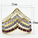 IP Gold(Ion Plating) Brass Ring with Top Grade Crystal  in Multi Color