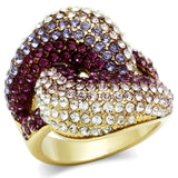 IP Gold(Ion Plating) Brass Ring with Top Grade Crystal  in Multi Color