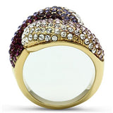 IP Gold(Ion Plating) Brass Ring with Top Grade Crystal  in Multi Color