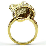 IP Gold(Ion Plating) Brass Ring with Top Grade Crystal  in Multi Color