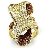 IP Gold(Ion Plating) Brass Ring with Top Grade Crystal  in Multi Color