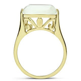 IP Gold(Ion Plating) Brass Ring with Synthetic Cat Eye in White