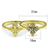 IP Gold(Ion Plating) Brass Ring with Top Grade Crystal  in Clear