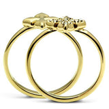 IP Gold(Ion Plating) Brass Ring with Top Grade Crystal  in Clear