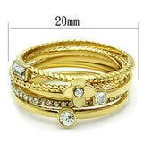 IP Gold(Ion Plating) Brass Ring with Top Grade Crystal  in Clear