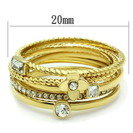 IP Gold(Ion Plating) Brass Ring with Top Grade Crystal  in Clear