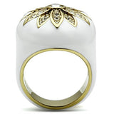 IP Gold(Ion Plating) Brass Ring with Top Grade Crystal  in Clear