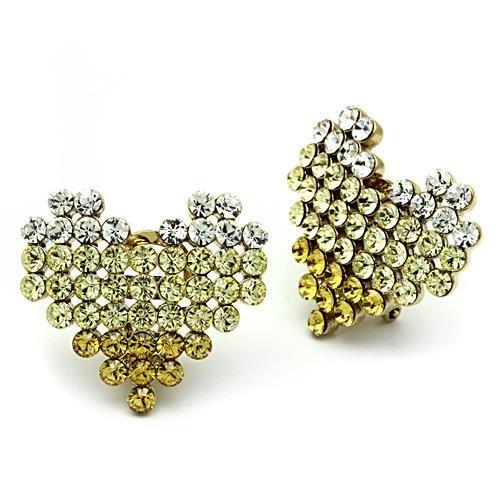 IP Gold(Ion Plating) Brass Earrings with Top Grade Crystal  in Multi Color