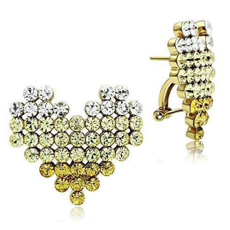 IP Gold(Ion Plating) Brass Earrings with Top Grade Crystal  in Multi Color