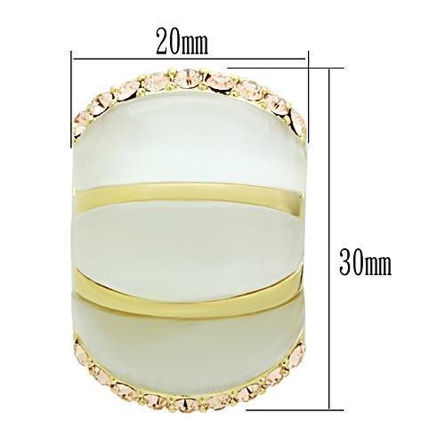 IP Gold(Ion Plating) Brass Earrings with Synthetic Cat Eye in White