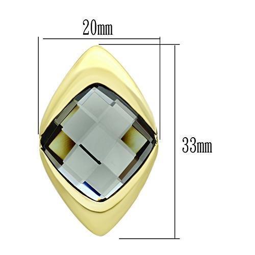 IP Gold(Ion Plating) Brass Earrings with Synthetic Synthetic Glass in Black Diamond