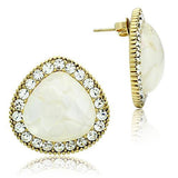 IP Gold(Ion Plating) Brass Earrings with Synthetic Synthetic Stone in Clear