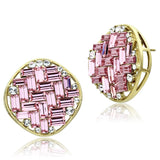 IP Gold(Ion Plating) Brass Earrings with Top Grade Crystal  in Rose