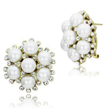 IP Gold(Ion Plating) Brass Earrings with Synthetic Pearl in White