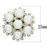 IP Gold(Ion Plating) Brass Earrings with Synthetic Pearl in White