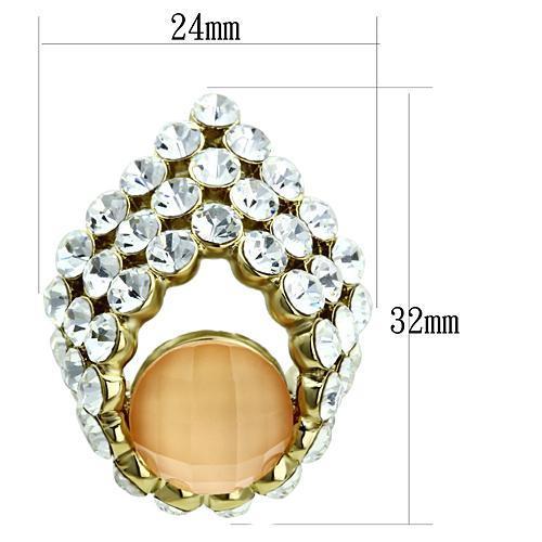 IP Gold(Ion Plating) Brass Earrings with Synthetic Synthetic Stone in Orange