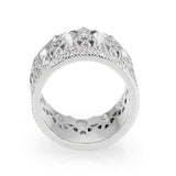 Brass Ring  Synthetic Glass  Clear Rhodium Plated