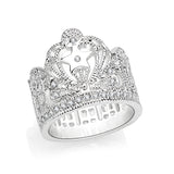 Brass Ring  Synthetic Glass  Clear Rhodium Plated