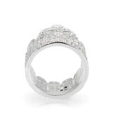 Brass Ring  Synthetic Glass  Clear Rhodium Plated