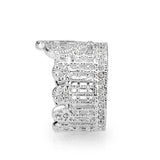 Brass Ring  Synthetic Glass  Clear Rhodium Plated