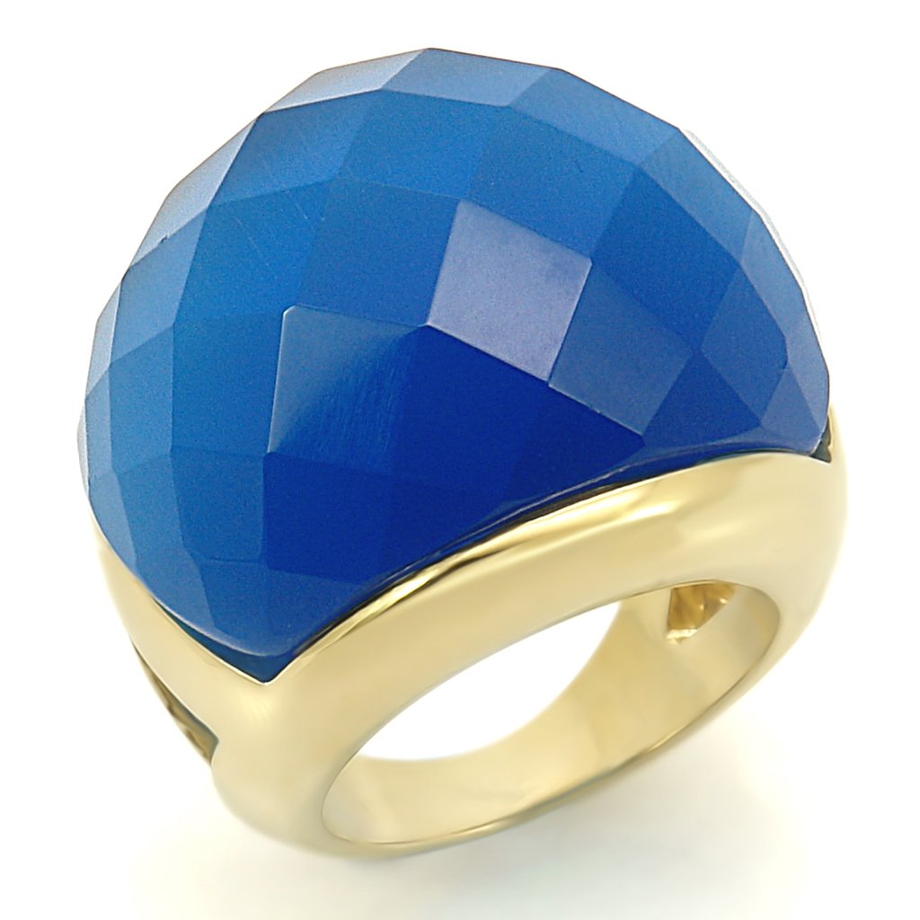Gold Brass Ring with Synthetic Cat Eye in Montana